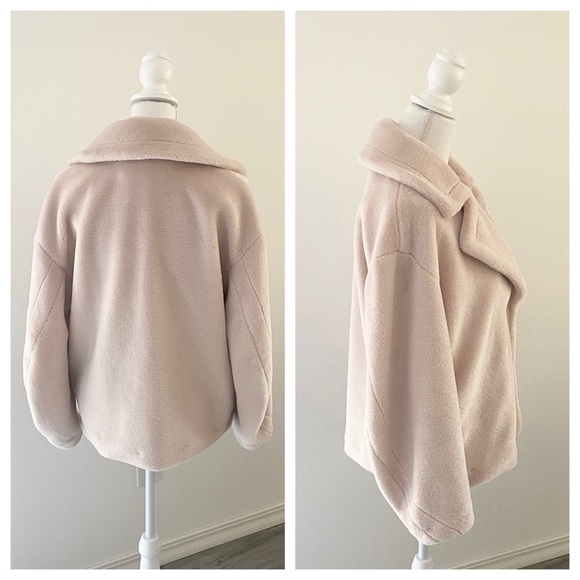 Nordstrom cream faux fur pea coat neutral treasure & bond teddy jacket Small - Picture 9 of 16